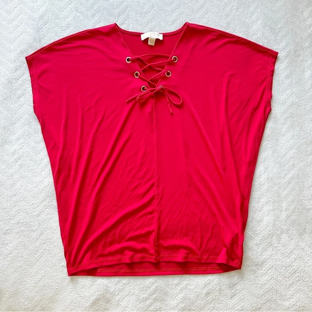Michael Kors Red Front‎ Tie Blouse